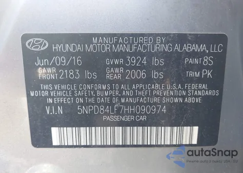 2017 Hyundai Elantra Se from USA, damaged, VIN 5NPD84LF7HH090974